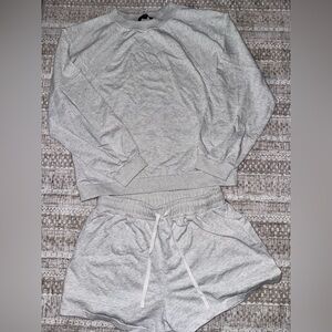 Gray Sweatshirt and Shorts Set